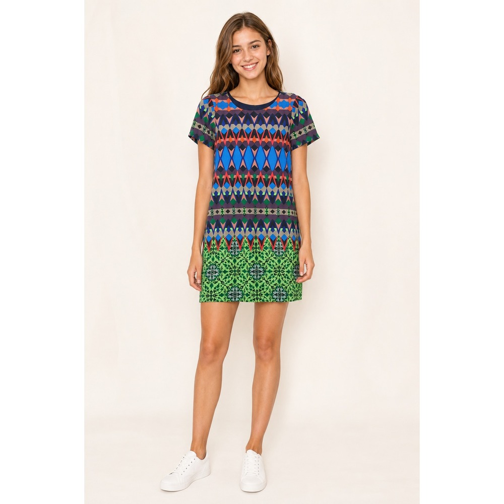 J.Crew Women's Size 4 Multicolor Geometric Print Shift Dress Lined Zip